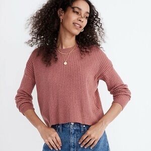 Madewell Relaxed Crewneck Ribbed Merino Alpaca Pink Peach Sweater